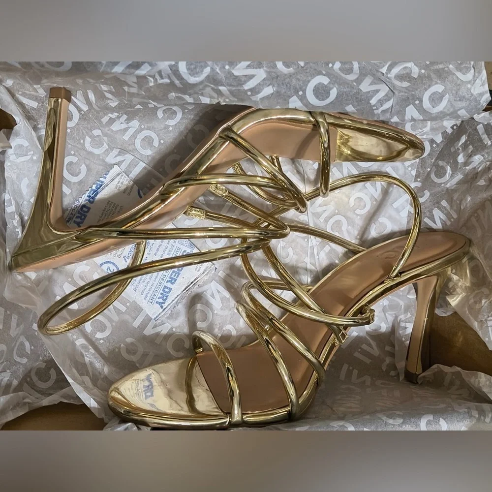 Like New INC Women's Ginny Strappy Stiletto Sandals - Light Gold US 10